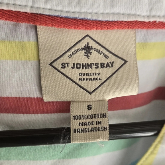 St. JOHNS pastel striped collarless button down long sleeve shirt - Picture 3 of 4